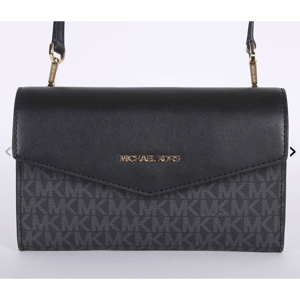 Michael Kors MK Signature Canvas & Leather Crossbody Black/Grey